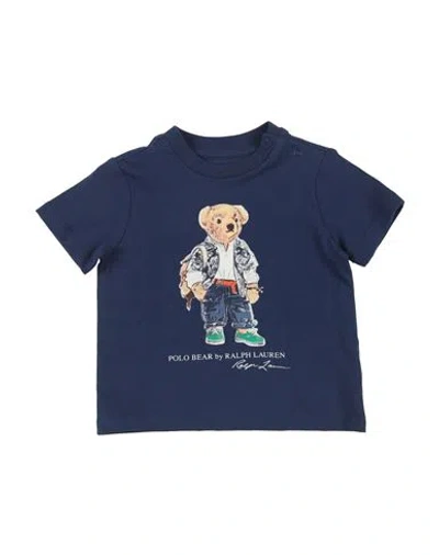 Polo Ralph Lauren Babies'  Polo Bear Cotton Jersey Tee Newborn Boy T-shirt Navy Blue Size 3 Cotton