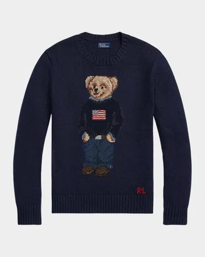 Polo Ralph Lauren Polo Bear Cotton-linen Crewneck Sweater In Multi