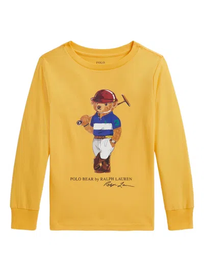 Polo Ralph Lauren Kids' Polo Bear Cotton Long-sleeve Sweatshirt In Yellow