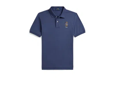 Polo Ralph Lauren Polo Bear Cotton Mesh Polo Shirt (big Kid) Boy's Clothing Old Royal: Md (10-12 Big Kid) In Blue