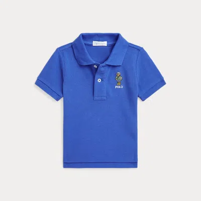 Polo Ralph Lauren Babies' Polo Bear Cotton Mesh Polo Shirt In Travel Blue