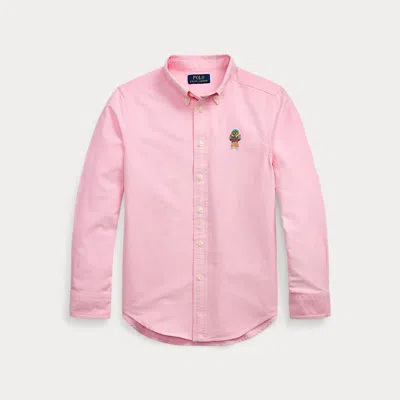 Polo Ralph Lauren Kids' Polo Bear Cotton Oxford Shirt In New Rose