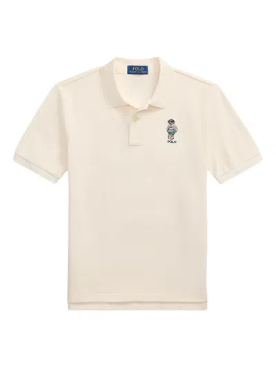 Polo Ralph Lauren Kids' Polo Bear Cotton Polo Shirt In Pink