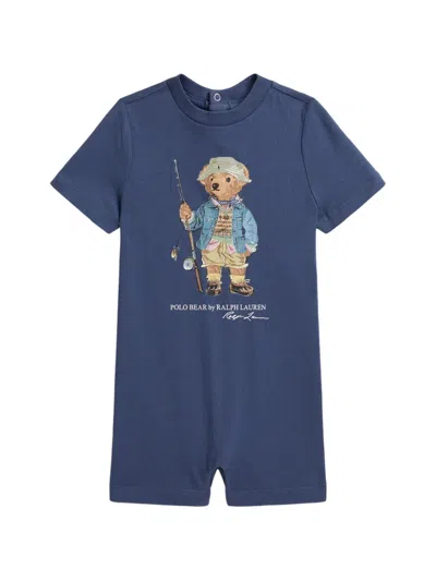 Polo Ralph Lauren Babies' Polo Bear Cotton Romper In Blue