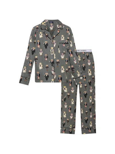 Polo Ralph Lauren Polo Bear Cotton Sateen Pyjama Set In Multi