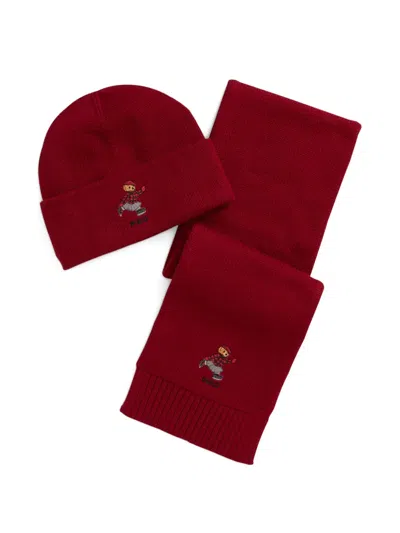 Polo Ralph Lauren Polo Bear 棉围巾套装 In Red