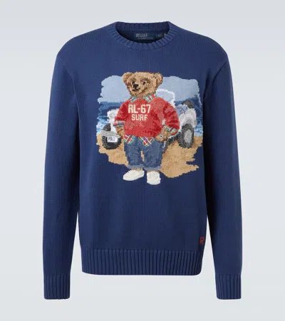 Polo Ralph Lauren Polo Bear Cotton Sweater In Blue
