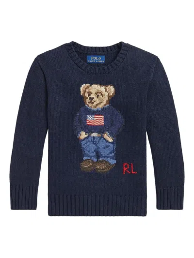 Polo Ralph Lauren Kids' Pullover Mit Polo Bear In Blue