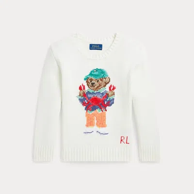 Polo Ralph Lauren Kids' Polo Bear Cotton Sweater In Nevis