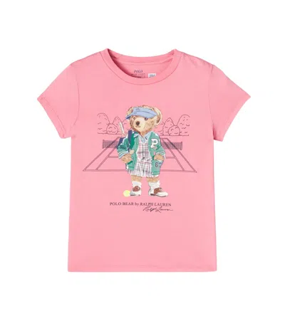 Polo Ralph Lauren Kids' Polo Bear Cotton T-shirt In Pink