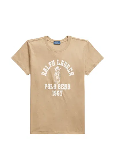Polo Ralph Lauren Polo Bear Cotton T-shirt In Brown