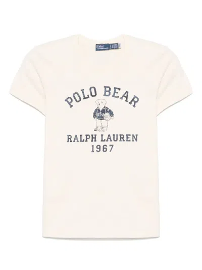 Polo Ralph Lauren Polo Bear Cotton T-shirt In Neutrals