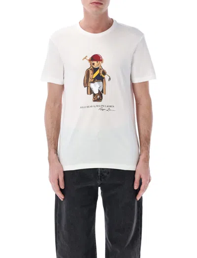 Polo Ralph Lauren Short Sleeve Jersey Knit Novelty Polo Society Bear Tee In White
