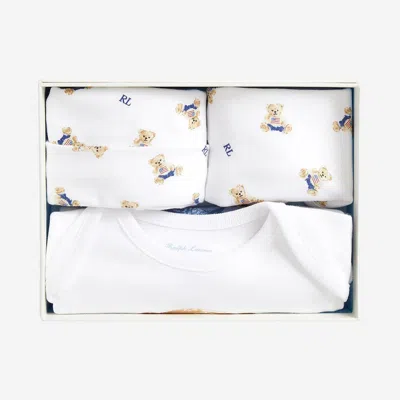 Polo Ralph Lauren Polo Bear Cotton Three-piece Gift Set In White