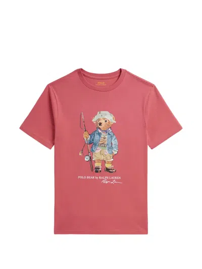 Polo Ralph Lauren Kids' Polo Bear Cotton T-shirt In Pink