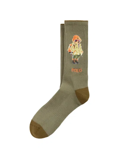 Polo Ralph Lauren Polo Bear Cotton-blend Crew Socks In Green