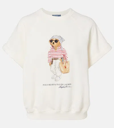 Polo Ralph Lauren Polo Bear Cotton Blend Short-sleeved Sweatshirt In Neutral