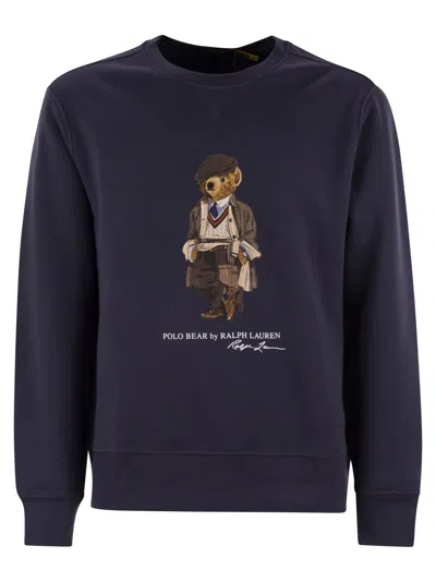 Polo Ralph Lauren Polo Bear Crewneck Sweatshirt In Blue