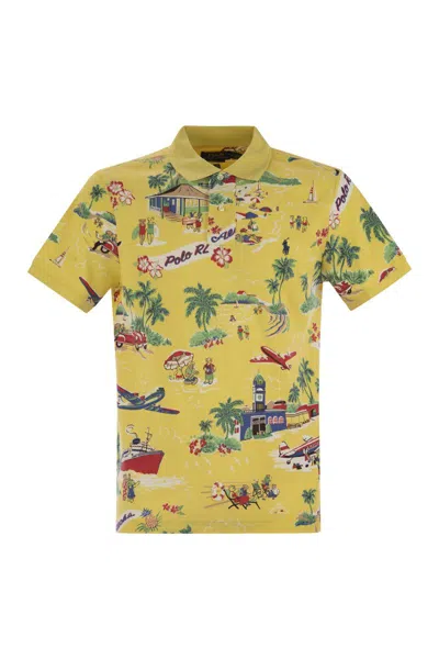 POLO RALPH LAUREN POLO RALPH LAUREN POLO BEAR CUSTOM SLIM-FIT PIQUE POLO