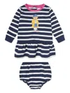 Polo Ralph Lauren Ralph Lauren Polo Bear Stripe Long Sleeve Graphic Dress & Bloomers In Blue