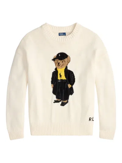 Polo Ralph Lauren Polo Bear-embroidered Crew-neck Sweater In White