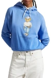Polo Ralph Lauren Polo Bear Embroidered Fleece Graphic Hoodie In Summer Blue