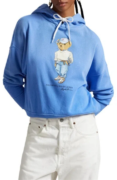 Polo Ralph Lauren Polo Bear Embroidered Fleece Graphic Hoodie In Summer Blue