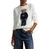 Polo Ralph Lauren Womens Deckwash White Multi Polo Bear Round-neck Linen-cotton Knitted Jumper In White