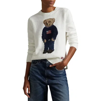 Polo Ralph Lauren Polo Bear Embroidered Linen & Cotton Crewneck Sweater