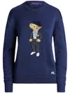 Polo Ralph Lauren Cricket Polo Bear Silk Sweater In Blue