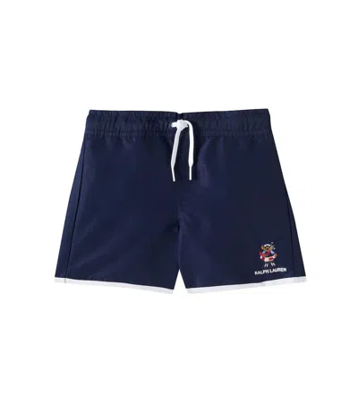 Polo Ralph Lauren Kids' Polo Bear Embroidered Swim Trunks In Blue