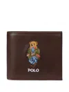 Polo Ralph Lauren Polo Bear Leather Billfold Wallet In Brown