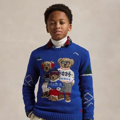 Polo Ralph Lauren Kids' Polo Bear Family Jumper In Heritage Royal