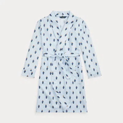 Polo Ralph Lauren Kids' Polo Bear Flannel Robe In Elite Blue