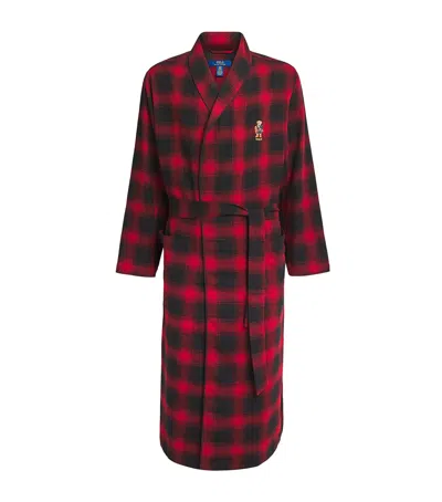 Polo Ralph Lauren Polo Bear Flannel Robe In Multi