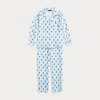 Polo Ralph Lauren Polo Bear Flannel Sleep Set In White/office Blue