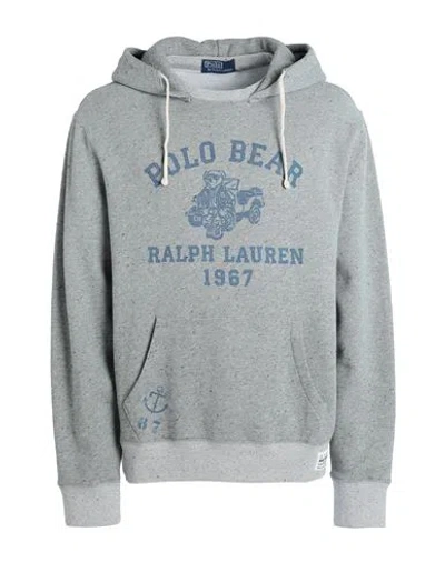 Polo Ralph Lauren Polo Bear Fleece Hoodie Man Sweatshirt Grey Size L Cotton, Polyester