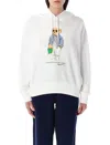 Polo Ralph Lauren Polo Bear Fleece Hoodie With Signature Detailing And Drawstring Hood In Gray