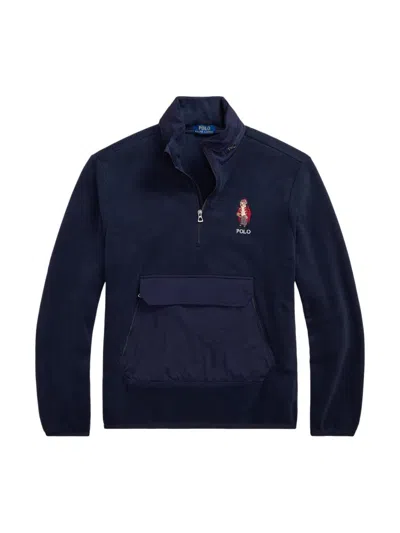 Polo Ralph Lauren Polo Bear Fleece Hybrid Sweatshirt In Blue