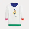 Polo Ralph Lauren Polo Bear Fleece Sweatshirt Dress In Paper White