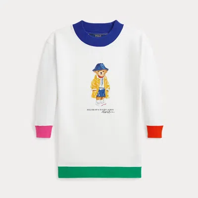 Polo Ralph Lauren Kids' Polo Bear Fleece Sweatshirt Dress In Paper White