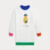 Polo Ralph Lauren Polo Bear Fleece Sweatshirt Dress In Paper White