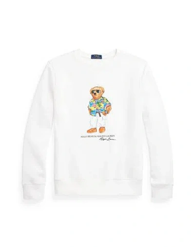 Polo Ralph Lauren Polo Bear Fleece Sweatshirt Man Sweatshirt White Size L Cotton, Polyester