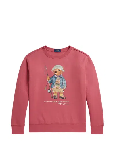 Polo Ralph Lauren Kids' Polo Bear Fleece Sweatshirt In Pink