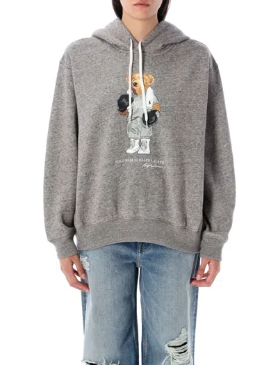 Polo Ralph Lauren Polo Bear Graphic Fleece Hoodie In Gray