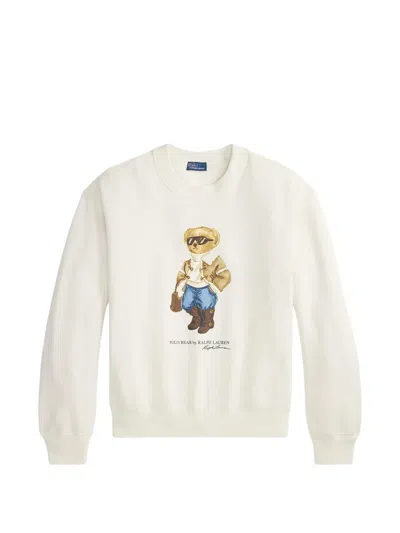 Polo Ralph Lauren Winter Polo Bear Fleece Crewneck In Antique Cream In Neutral