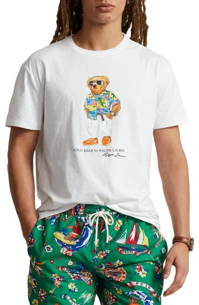 Polo Ralph Lauren Polo Bear-print Cotton T-shirt In White Beach Bear