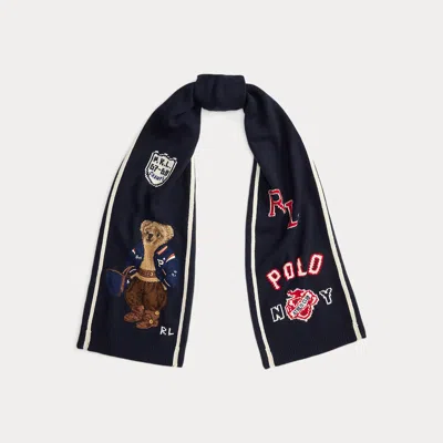 Polo Ralph Lauren Polo Bear Graphic Wool-blend Scarf In Multi