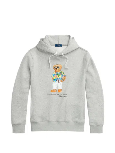 Polo Ralph Lauren Polo Bear Graphic-print Hoodie In Gray