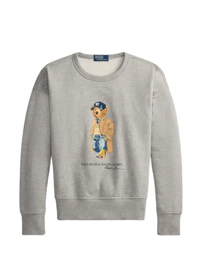 Polo Ralph Lauren Polo Bear Graphic-print Sweater In Grey